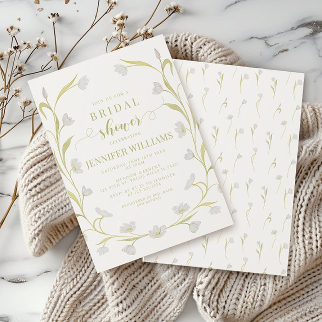 Bohemian White Floral Bridal Shower Invitation (Creator Uploaded)