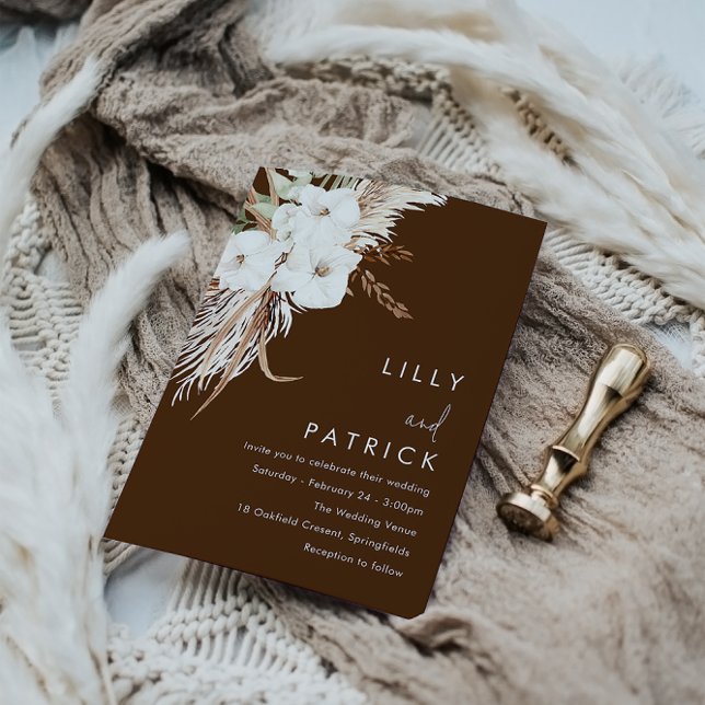 Bohemian White Floral Modern Wedding Invitation (Creator Uploaded)