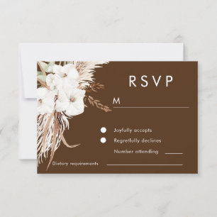 Bohemian White Floral Modern Wedding RSVP Card