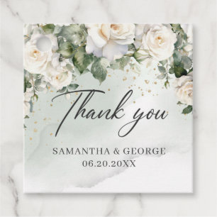 Bohemian White Roses and Eucalyptus Greenery Favour Tags