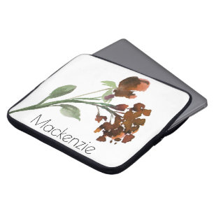 Bohemian Wildflower Burnt Orange Botanical Name Laptop Sleeve