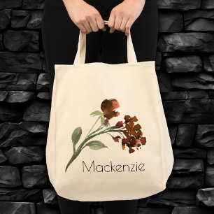 Bohemian Wildflower Burnt Orange Botanical Name Tote Bag