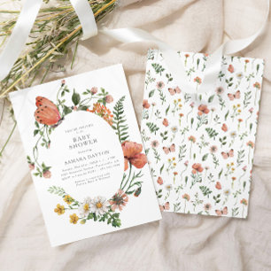 Bohemian Wildflower Butterfly Baby Shower  Invitation