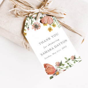 Bohemian Wildflower Butterfly Thank You Favour Gift Tags