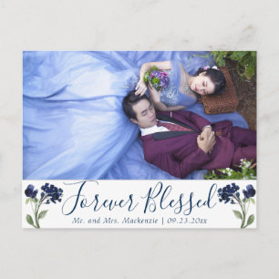 Bohemian Wildflower   Classic Blue Forever Blessed Postcard