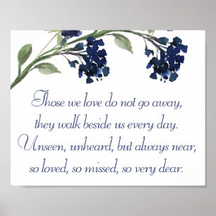 Bohemian Wildflower   Classic Blue Memorial Poem Poster