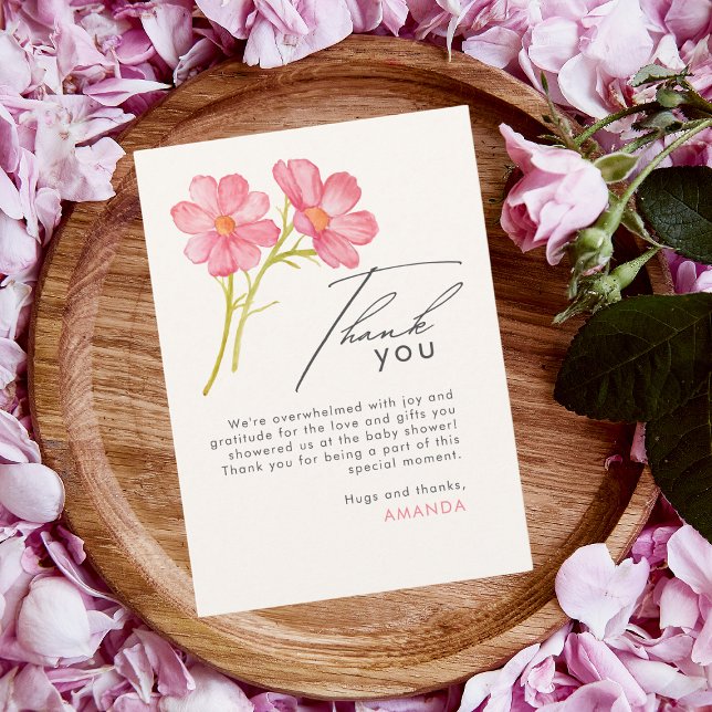 Bohemian Wildflower Floral Baby Shower  Thank You Card (Creator Uploaded)