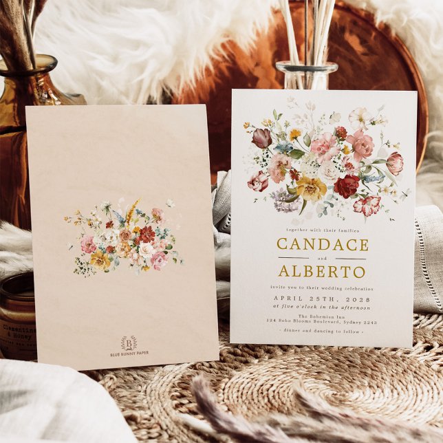 Bohemian Wildflower Garden Backyard Wedding Invitation (Creator Uploaded)
