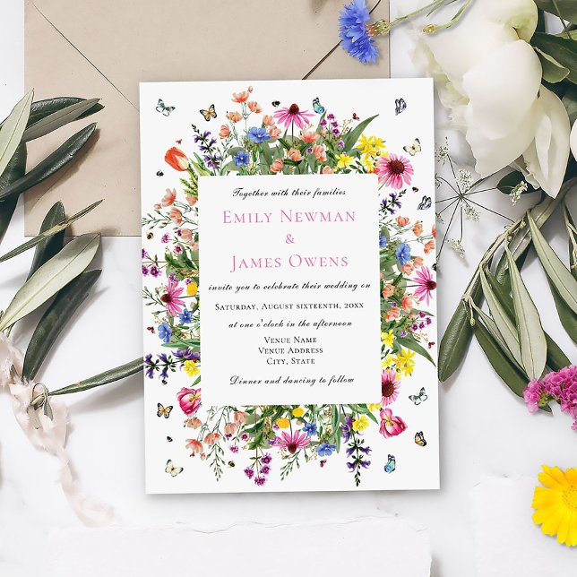 Bohemian Wildflower Wedding Invitation (Creator Uploaded)