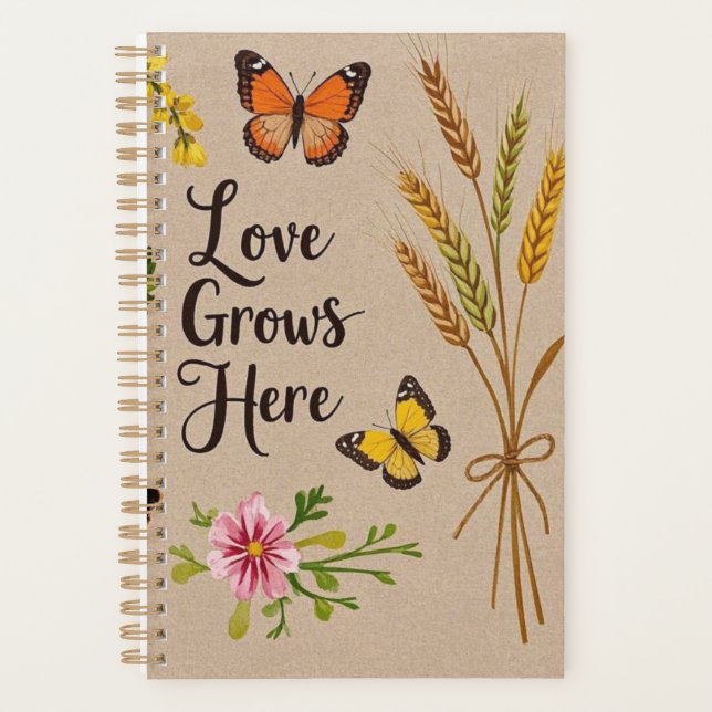 Bohemian Wildflowers, butterflies, wheat stalks Planner (Front)