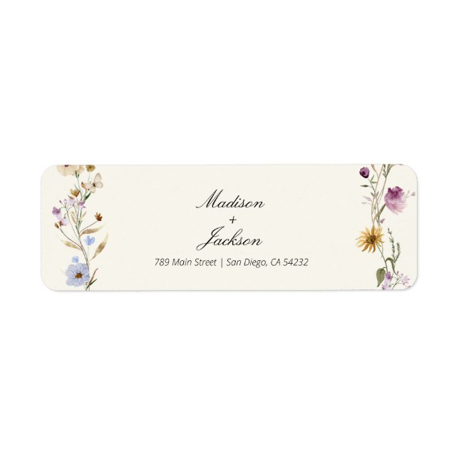 Bohemian Wildflowers Wedding Return Address (Front)