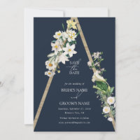 Bohemian Wood Pyramid White Florals Blue Wedding