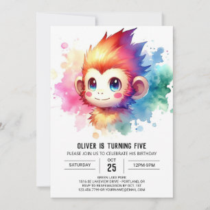 Bohemian Woodland Monkey Birthday Invitation