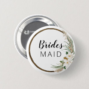 Bohemian Wreath Bridal Party Button Bridesmaid