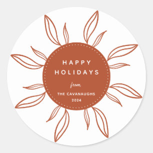 Bohemian Wreath Holiday Classic Round Sticker