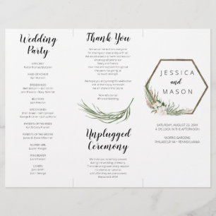 Bohemian Wreath Tri-Fold Wedding Program Flyer
