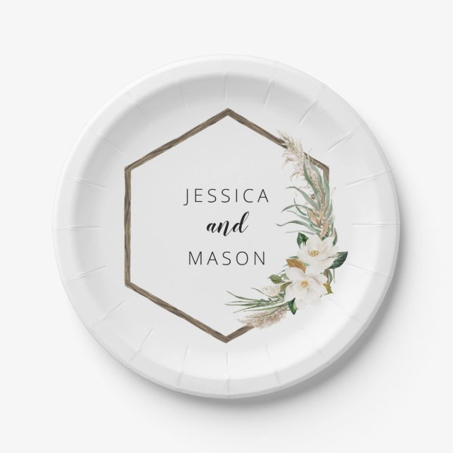 Bohemian Wreath Wedding Shower Paper Plate (Front)