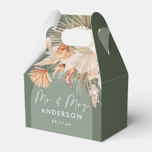 Bohenian boho rust sage green wedding favour box