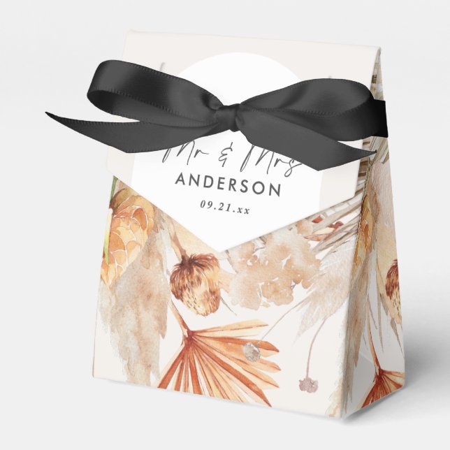 Bohenian boho rust terracotta wedding favour box (Front Side)