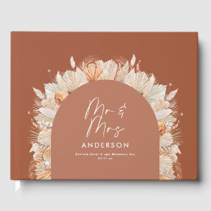 Bohenian boho rust terracotta wedding mr and mrs guest book