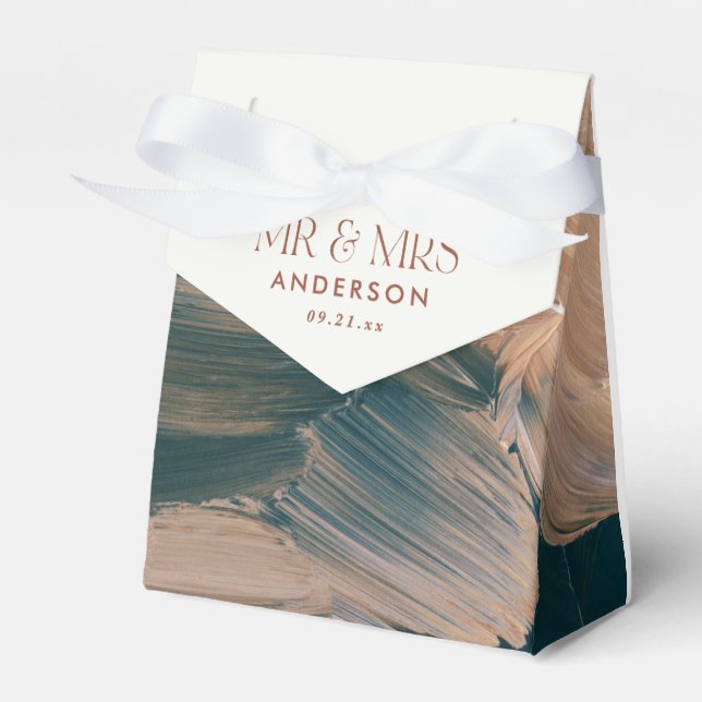 Bohenian boho teal rust terracotta wedding favour  box (Front Side)