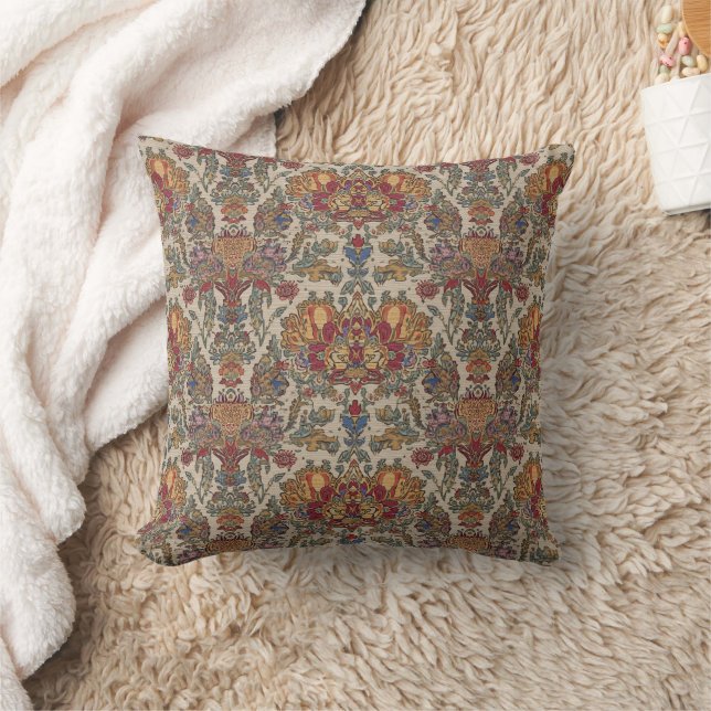 Boho 17th Century Indian Repro Pattern  Cushion (Blanket)