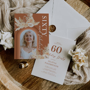 Boho 60th Birthday Photo Invitation
