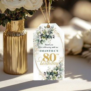 Boho 80th Birthday Greenery Foliage Tag