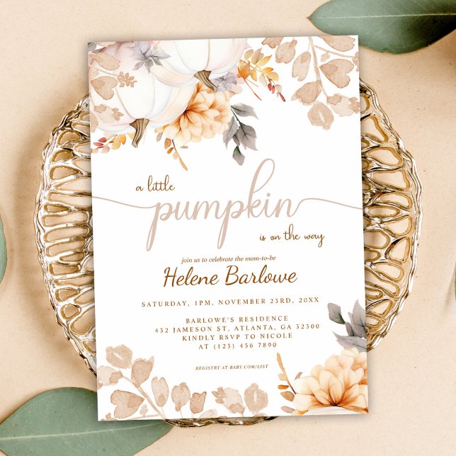 Boho A Little Pumpkin Fall Autumn Baby Shower Invitation (Boho A Little Pumpkin Fall Autumn Baby Shower Invitation)