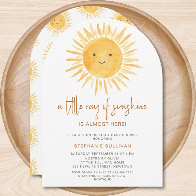 Boho A Little Ray of Sunshine Baby Shower Arch Invitation (Creator Uploaded)