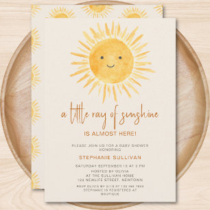 Boho A Little Ray of Sunshine Baby Shower Invitation