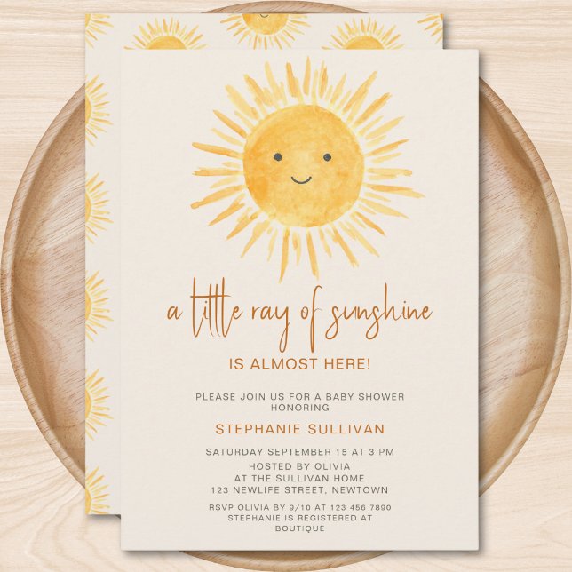 Boho A Little Ray of Sunshine Baby Shower Invitation (Creator Uploaded)