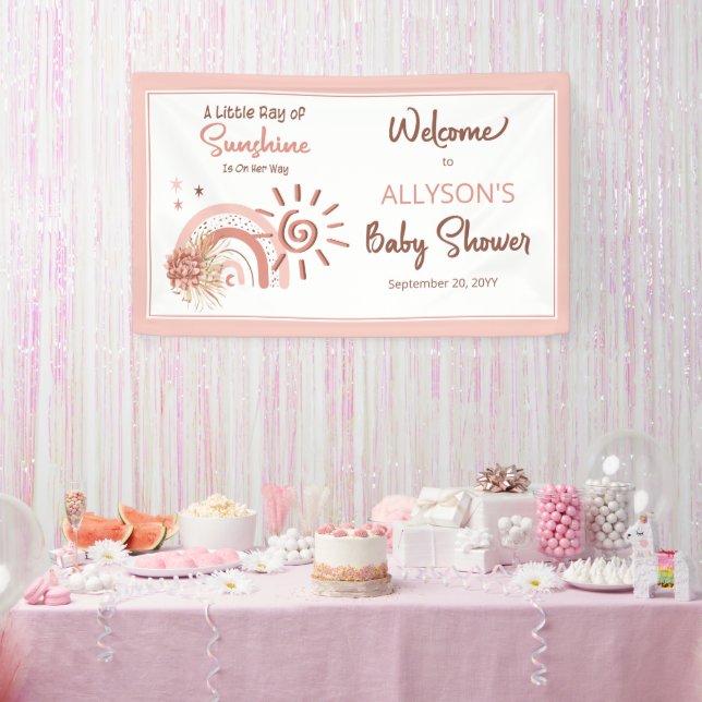 Boho A Little Ray of Sunshine Girl Baby Shower Ban Banner (Party)