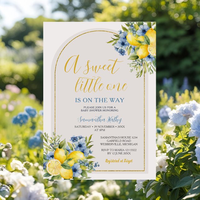 Boho A Sweet Little One Lemon Floral Baby Shower Invitation (Creator Uploaded)