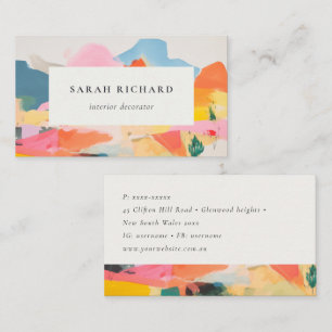 Boho Abstarct Moutain Landscape Pink Blue Orange Business Card