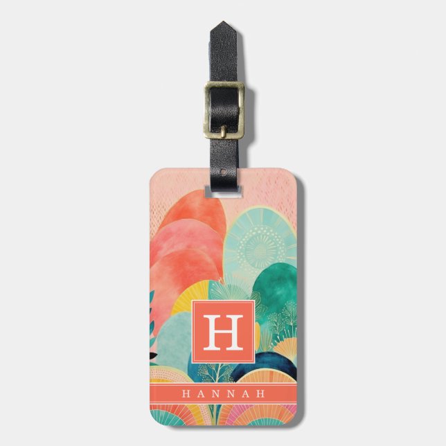 Boho Abstract Art Luggage Tag (Front Vertical)