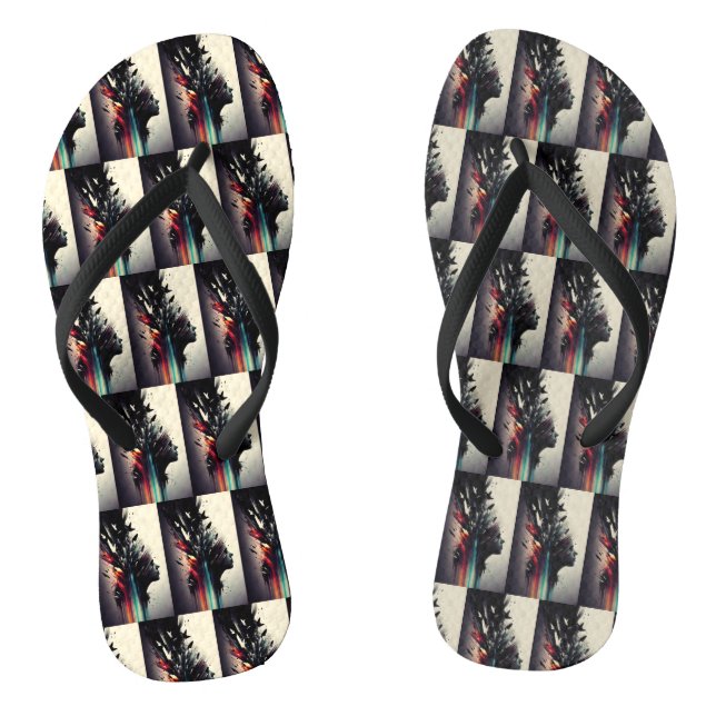 Boho abstract art with girl face jandals (Footbed)