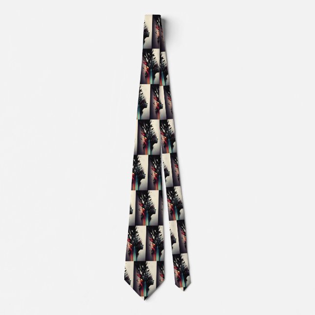 Boho abstract art with girl face tie (Front)