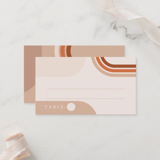 Boho Abstract Beige Place cards (Front/Back In Situ)