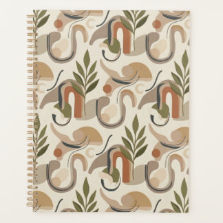 Boho Abstract Botanical Notebook Cover Background Planner