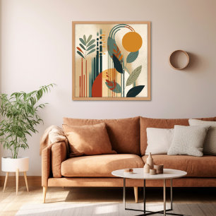 Boho Abstract Botanical Wall Art Poster