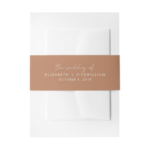 Boho Abstract Caramel Mocha Couples Wedding Of Invitation Belly Band