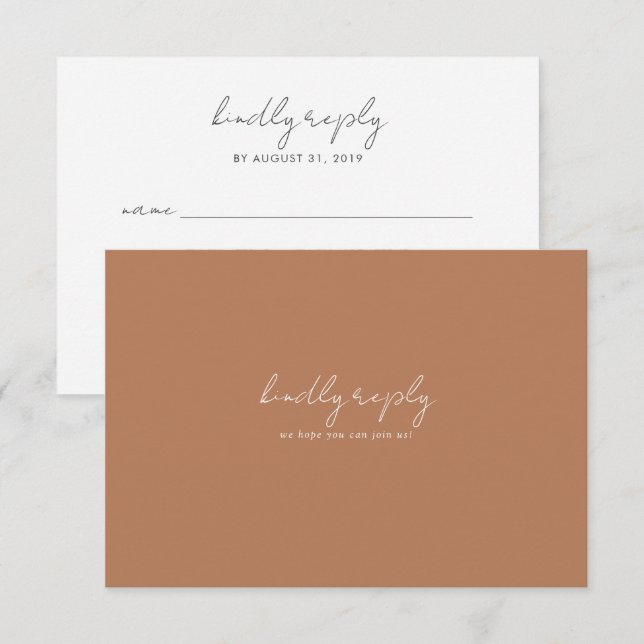 Boho Abstract | Caramel Mocha Wedding RSVP Card (Front/Back)