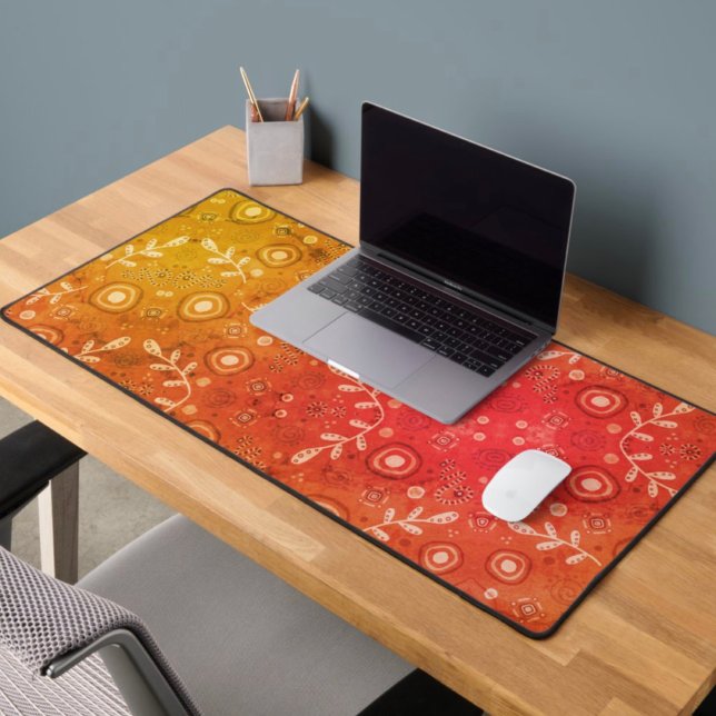 Boho Abstract Colourful Cheerful Vintage Flowers Desk Mat (Creator Uploaded)