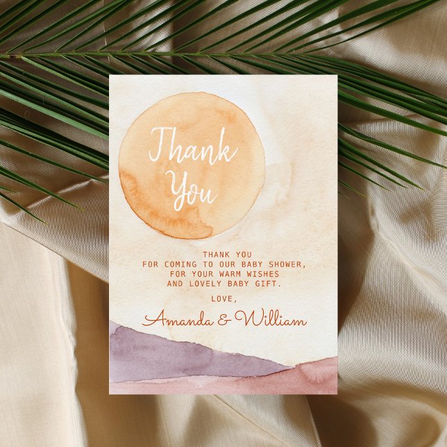 Boho Abstract Desert and Sunshine Baby Shower  Thank You Card (Creator Uploaded)