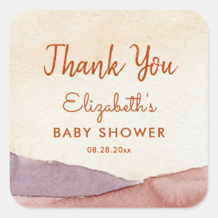 Boho Abstract Desert & Sun Baby Shower Thank You Square Sticker