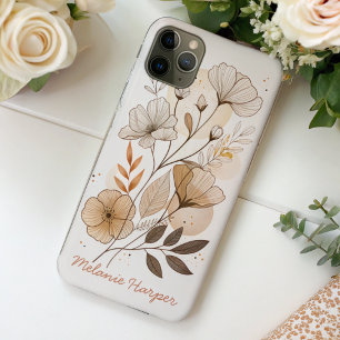 boho abstract floral monogram Case-Mate iPhone case