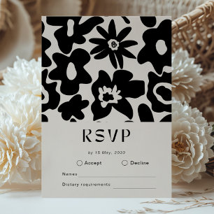 Boho Abstract Floral Wedding RSVP Card