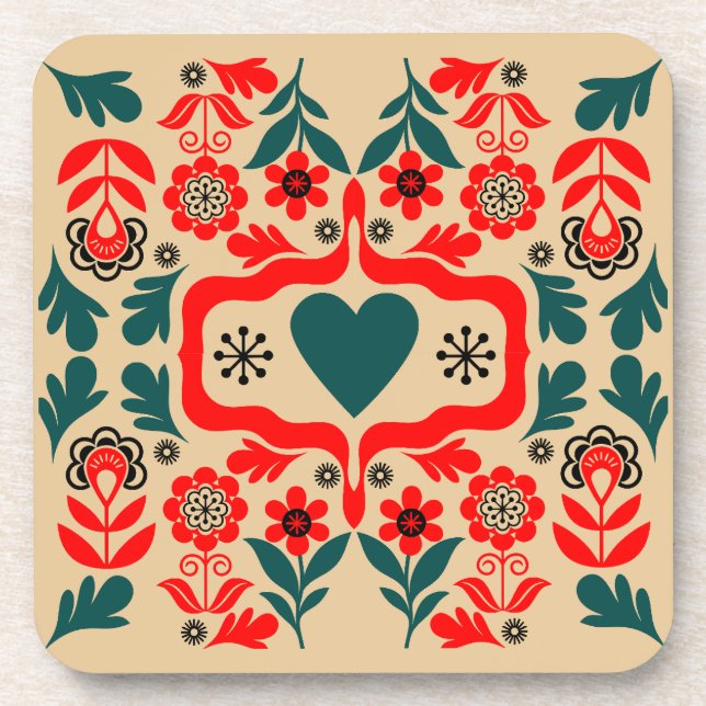 Boho Abstract Flower Art Coaster (Front)