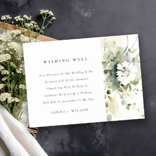 Boho Abstract Green Floral Wedding Wishing Well Enclosure Card
